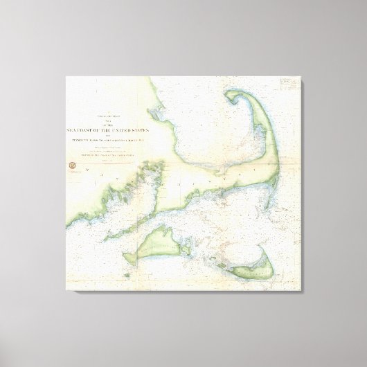 ヴィンテージケープコッドの地図(1857) キャンバスプリント (正面)