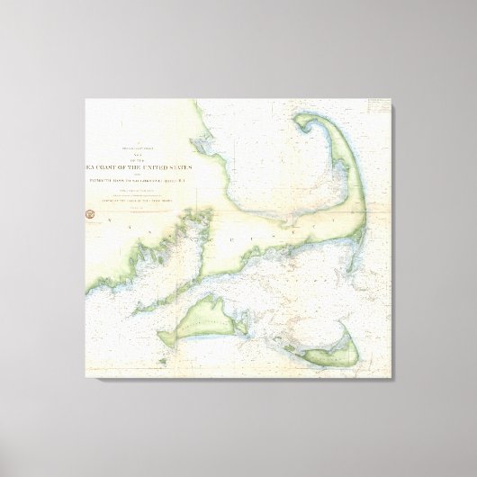 ヴィンテージケープコッドの地図(1857) キャンバスプリント (正面)