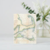 ヴィンテージケープコッドの地図(1857) ポストカード (スタンド正面)