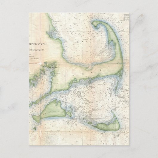 ヴィンテージケープコッドの地図(1857) ポストカード (正面)