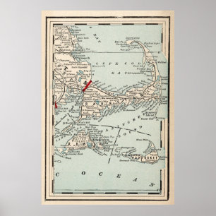 ヴィンテージケープコッドの地図(1893) ポスター