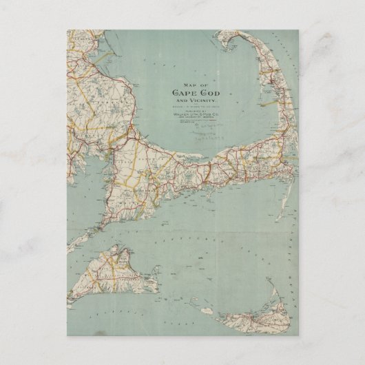 ヴィンテージケープコッドの地図(1917) ポストカード (正面)