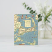 ヴィンテージケープコッドの地図(1940) ポストカード (スタンド正面)