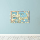 ヴィンテージケープコッドの地図（1945年） キャンバスプリント (インサイチュ (ウッドフロア))