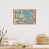 ヴィンテージケープコッドの地図（1945年） ポスター (キッチン)