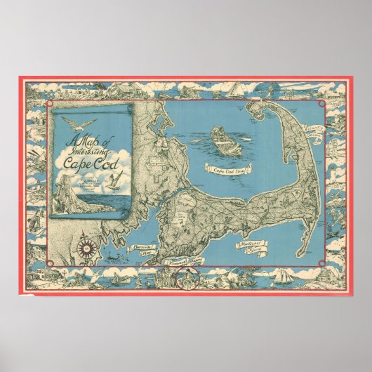 ヴィンテージケープコッドの地図（1945年） ポスター (正面)