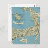 ヴィンテージケープコッドの地図(1945年) ポストカード (正面/裏面)