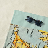 ヴィンテージケープコッドブルーの地図 ビーチタオル (インサイチュ)