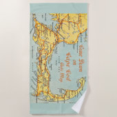 ヴィンテージケープコッドブルーの地図 ビーチタオル (正面)