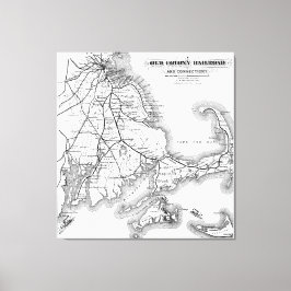 ヴィンテージケープコッド旧植民地の鉄道地図(1875) キャンバスプリント