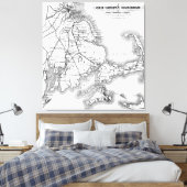 ヴィンテージケープコッド旧植民地の鉄道地図(1875) キャンバスプリント (インサイチュ (寝室))