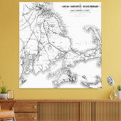 ヴィンテージケープコッド旧植民地の鉄道地図(1875) キャンバスプリント (インサイチュ (リビング))