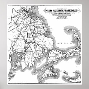 ヴィンテージケープコッド旧植民地の鉄道地図(1875) ポスター