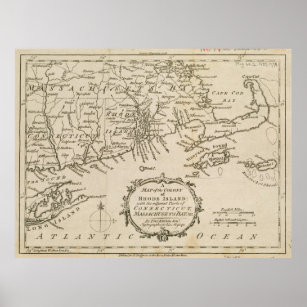 ヴィンテージケープコッド&ロードアイランドの地図(1778) ポスター