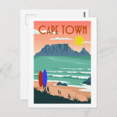 ヴィンテージケープタウンサウスアフリカテーブルマウンテンビュー ポストカード (正面/裏面)