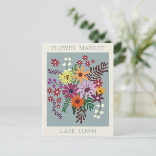 ヴィンテージケープタウン南アフリカ花市場 ポストカード (スタンド正面)