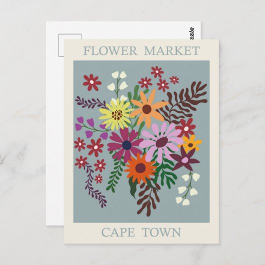 ヴィンテージケープタウン南アフリカ花市場 ポストカード (正面/裏面)