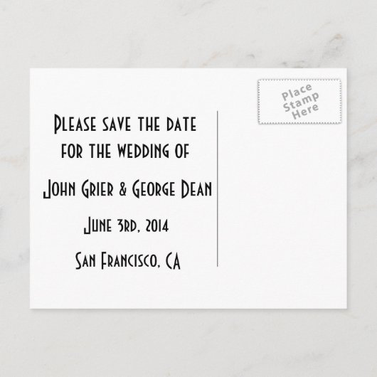 ヴィンテージゲイ日付の保存 案内ポストカード (裏面)