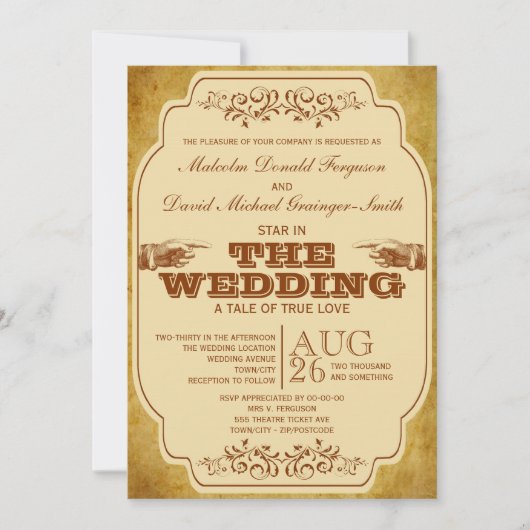 ヴィンテージゲイ結婚の劇場制作 招待状 (正面)