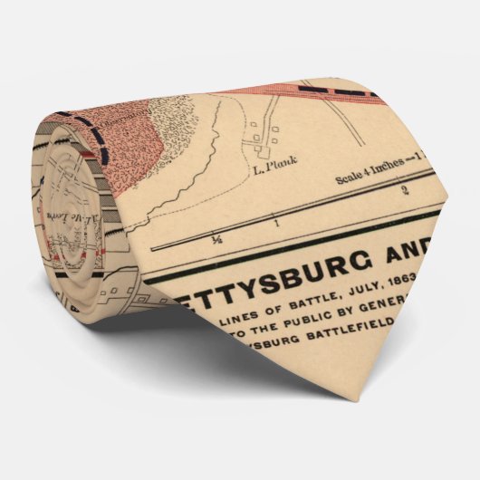 ヴィンテージゲチスバーグとその周辺の地図,1863年7月 ネクタイ (ロール)