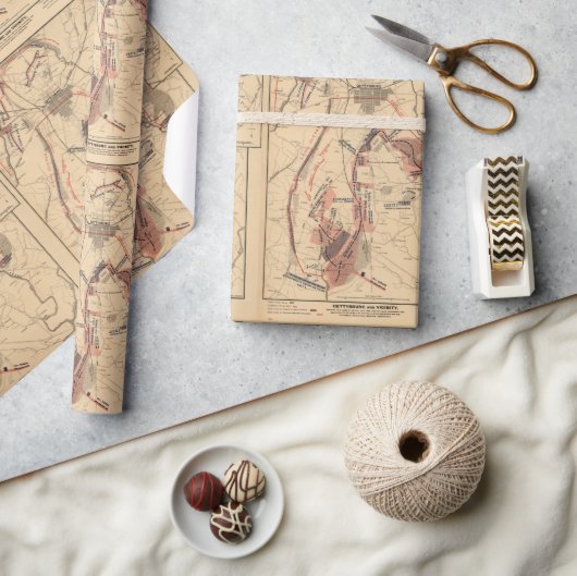 ヴィンテージゲチスバーグとその周辺の地図,1863年7月 ラッピングペーパー (クラフト)