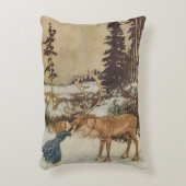 ヴィンテージゲルダとトナカイby Edmund Dulac アクセントクッション (正面(垂直))