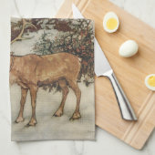 ヴィンテージゲルダとトナカイby Edmund Dulac キッチンタオル (四つ折り)