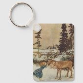 ヴィンテージゲルダとトナカイby Edmund Dulac キーホルダー (正面)