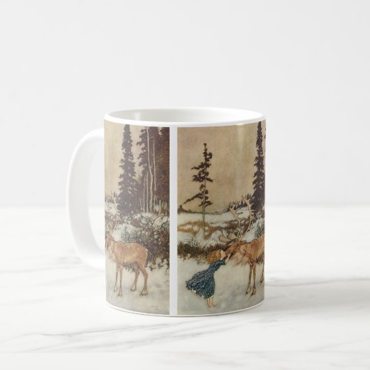 ヴィンテージゲルダとトナカイby Edmund Dulac コーヒーマグカップ (正面左)