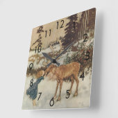 ヴィンテージゲルダとトナカイby Edmund Dulac スクエア壁時計 (傾斜)
