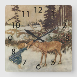 ヴィンテージゲルダとトナカイby Edmund Dulac スクエア壁時計