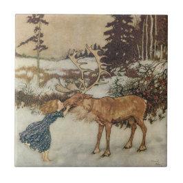 ヴィンテージゲルダとトナカイby Edmund Dulac タイル
