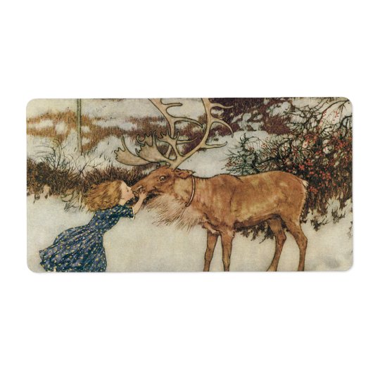 ヴィンテージゲルダとトナカイby Edmund Dulac ラベル (正面)