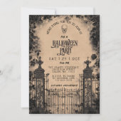 ヴィンテージゲートと黒バラのスプーキー・ハロウィンパーティー 招待状 (正面)