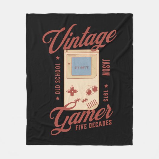 ヴィンテージゲーマーが50誕生日ギフトをパーソナライズ フリースブランケット (正面)