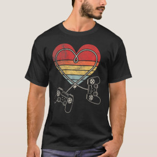 ヴィンテージゲーマーハートコントローラー バレンタインデー ビデオ Tシャツ