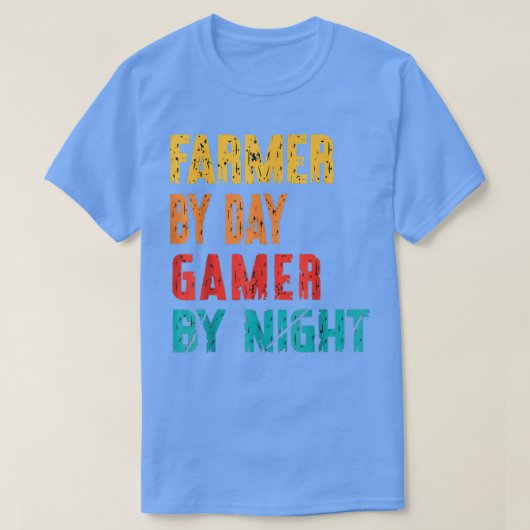 ヴィンテージゲーマー農家バイデイゲーマーバイナイト Tシャツ (デザイン正面)