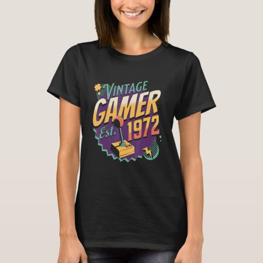 ヴィンテージゲーマー1972オールドスクールジョイスティックレトロゲーミン Tシャツ (正面)