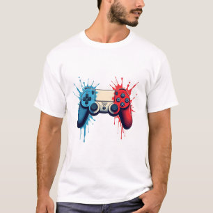ヴィンテージゲームコントローラーペイントスプラッシュベクターアート Tシャツ