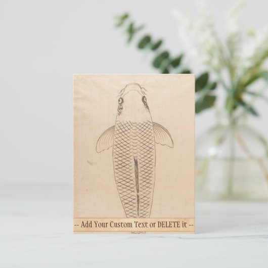 ヴィンテージコイ絵画カープの古い紙の巻物 ポストカード (スタンド正面)