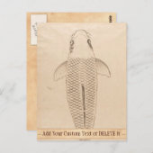 ヴィンテージコイ絵画カープの古い紙の巻物 ポストカード (正面/裏面)