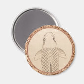 ヴィンテージコイ絵画カープの古い紙の巻物 マグネット (正面/裏面)