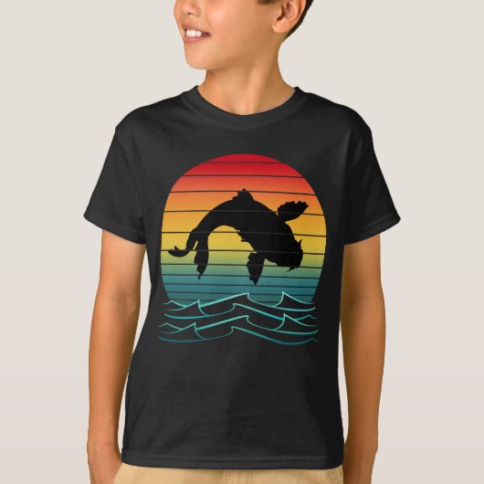 ヴィンテージコイ魚の夕日の景色 Tシャツ (正面)