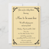 ヴィンテージコウノトリ赤ちゃん女の子ピンク毛布ベビシャワー 招待状 (裏面)