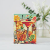 ヴィンテージコクテールイラストレーション ポストカード (スタンド正面)