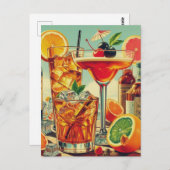 ヴィンテージコクテールイラストレーション ポストカード (正面/裏面)