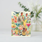 ヴィンテージコクテールドリンクイラストレーション ポストカード (スタンド正面)