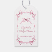 ヴィンテージコケットがピンクのベビーガールシャワーを弓 ギフトタグ (裏面)