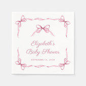 ヴィンテージコケットがピンクのベビーガールシャワーを弓 スタンダードカクテルナプキン (正面)