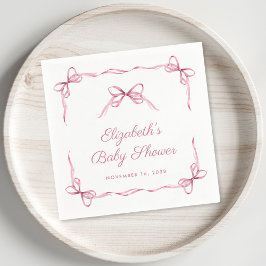 ヴィンテージコケットがピンクのベビーガールシャワーを弓 スタンダードカクテルナプキン